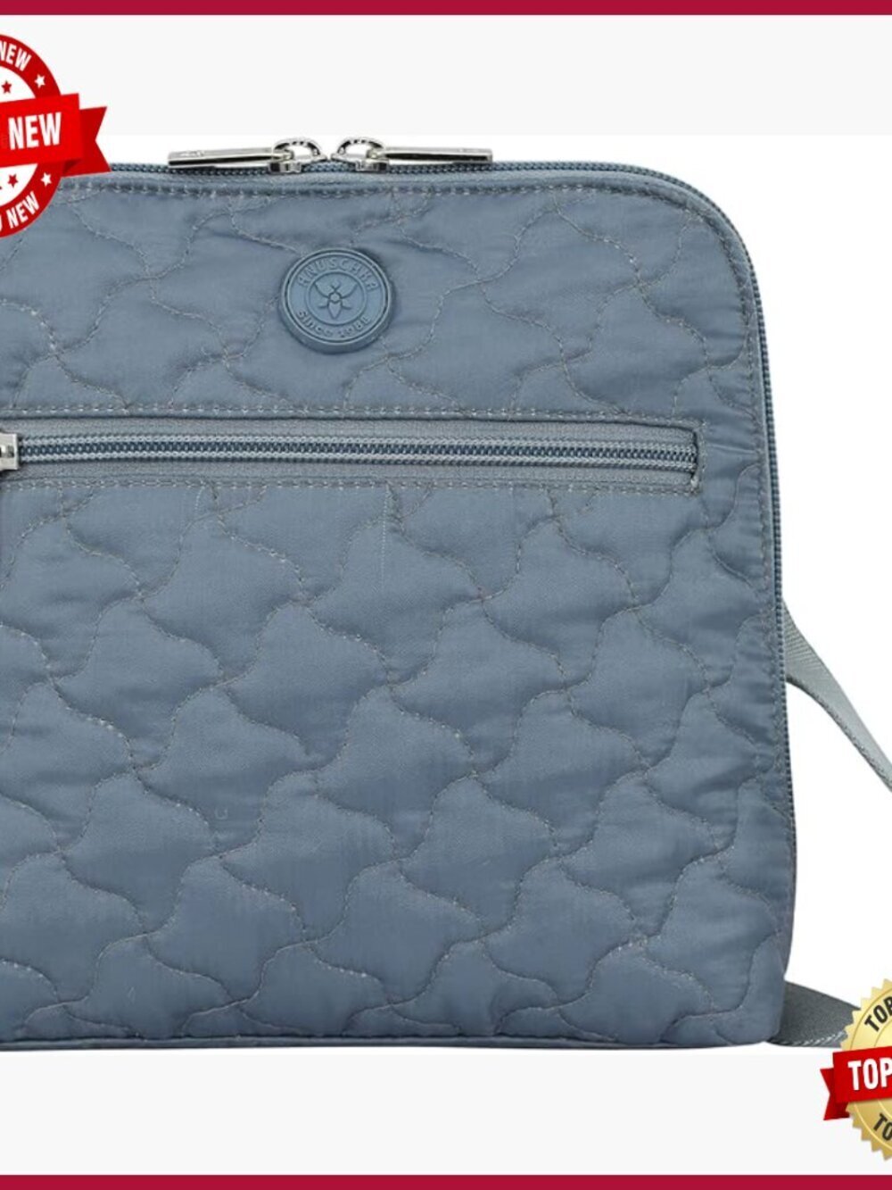 Quilted Vegan Crossbody Bag with Multiple Pockets, Adjustable Strap